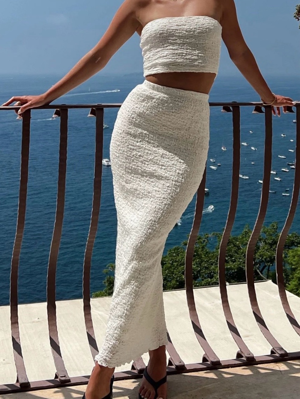 Princess Polly Martha white Textured Maxi Skirt